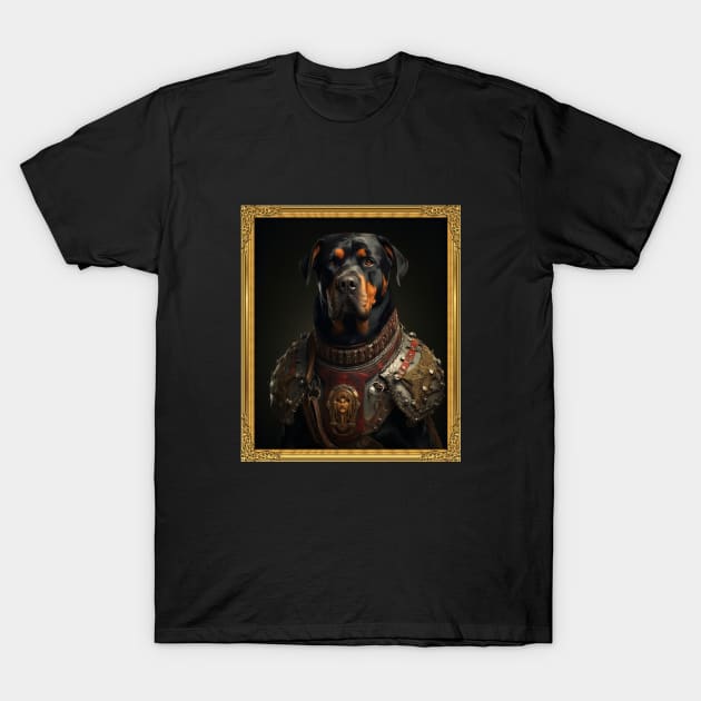 Valiant Rottweiler - Medieval German Knight (Framed) T-Shirt by HUH? Designs